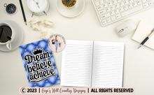 Load image into Gallery viewer, Dream Believe Achieve - 6x9 Blue Tufted Journal