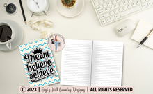 Load image into Gallery viewer, Dream Believe Achieve - 6x9 Blue and Yellow Chevron Journal