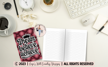 Load image into Gallery viewer, Dream Believe Achieve - 6x9 Burgundy Tufted Journal