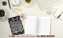 Load image into Gallery viewer, Dream Believe Achieve - 6x9 Black Tufted Journal