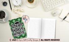 Load image into Gallery viewer, Dream Believe Achieve - 6x9 Green Tufted Journal
