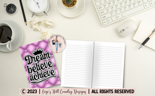 Load image into Gallery viewer, Dream Believe Achieve - 6x9 Purple Tufted Journal