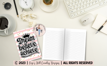 Load image into Gallery viewer, Dream Believe Achieve - 6x9 Pink and Gold Journal