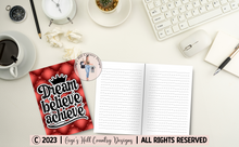 Load image into Gallery viewer, Dream Believe Achieve - 6x9 Red Tufted Journal