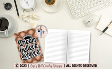 Load image into Gallery viewer, Dream Believe Achieve - 6x9 Rose Tufted Journal