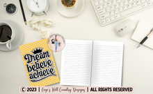 Load image into Gallery viewer, Dream Believe Achieve - 6x9 Yellow Polka Dots Journal