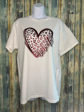 Load image into Gallery viewer, Maroon or White “Bobcats” Leopard Heart Shirt | Glitter School Spirit Tee | Game Day Graphic T-Shirt | Team Pride Apparel
