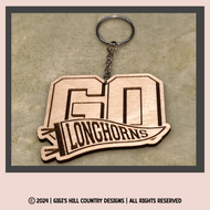 GO LONGHORNS Wooden Keychain