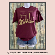 Go Tigers Glitter Shirt | Maroon Or White School Spirit T-Shirt | Tigers Fan Tee | Game Day Team Pride Apparel