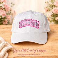 Mimi Hat with Pink Glitter Patch | Gift for Mimi | Grandma Hat | Embroidered Women’s Baseball Cap
