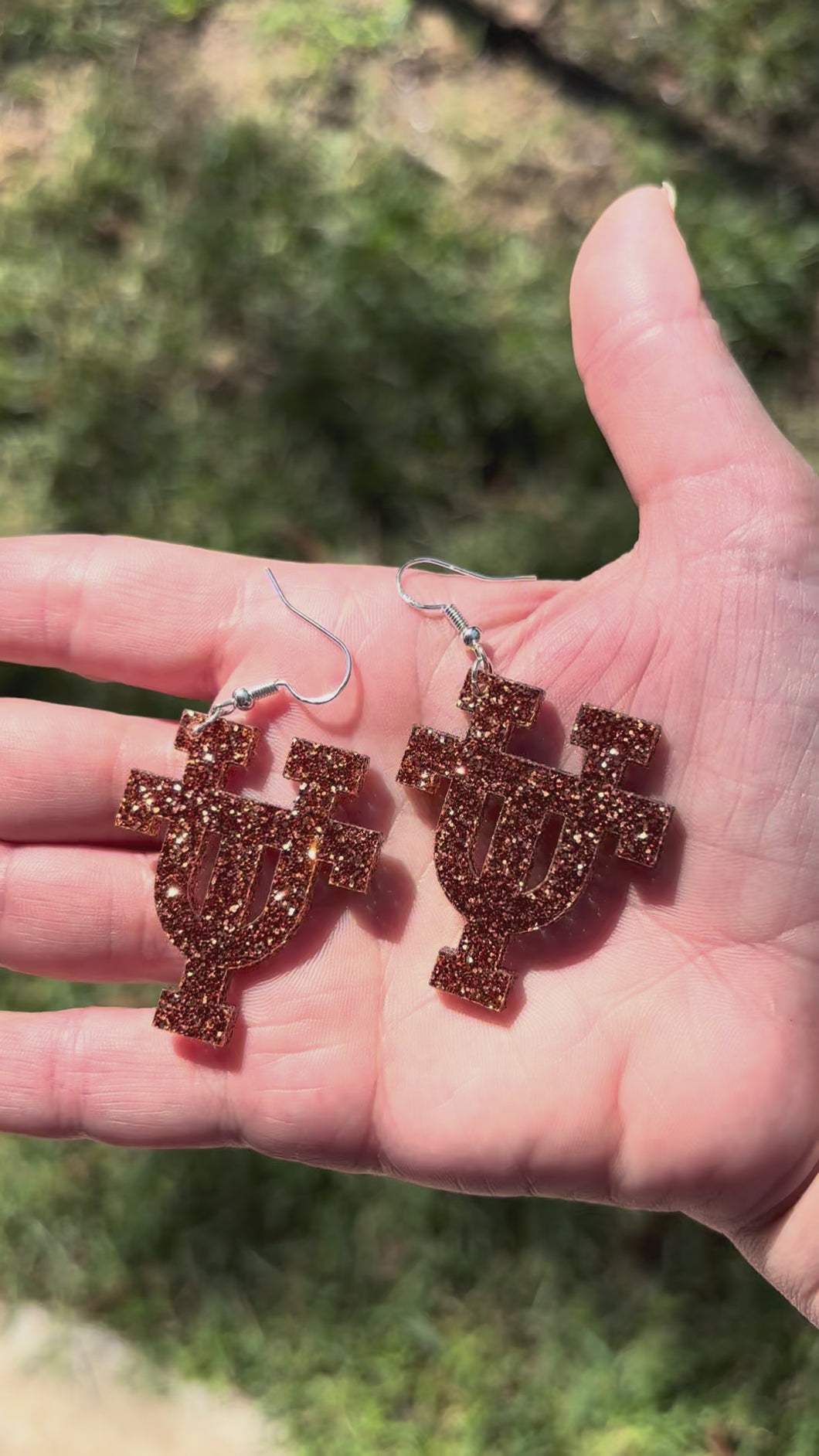 Glittery Burnt Orange UT Longhorns Logo Earrings 🏈🤘