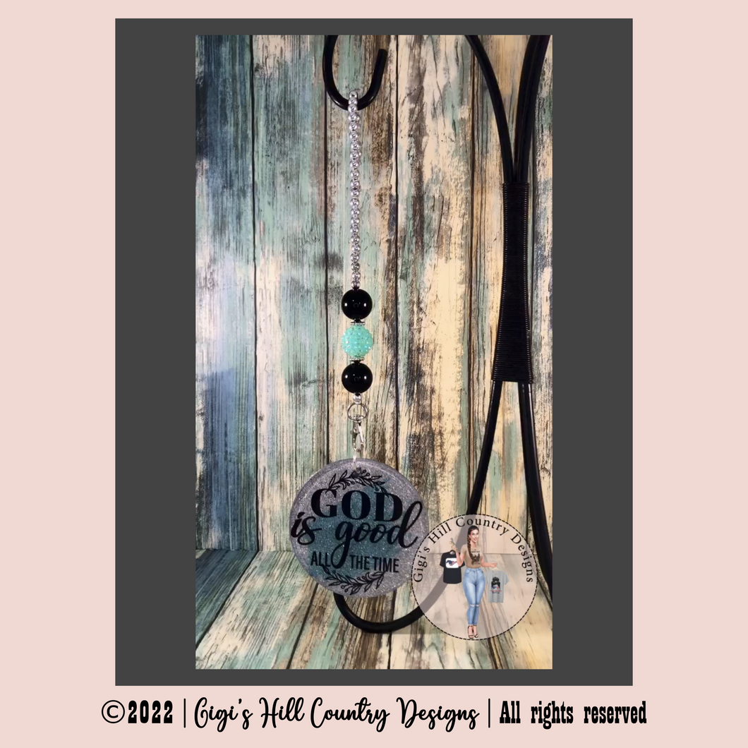 God Is Good All The Time Beaded Rear View Mirror Dangle Decor